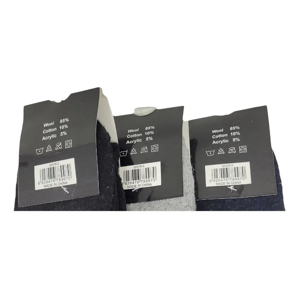Men Lamb Wool Crew Socks, Size 10-13, 12-Pair Assorted Prints Warm Winter Casual
